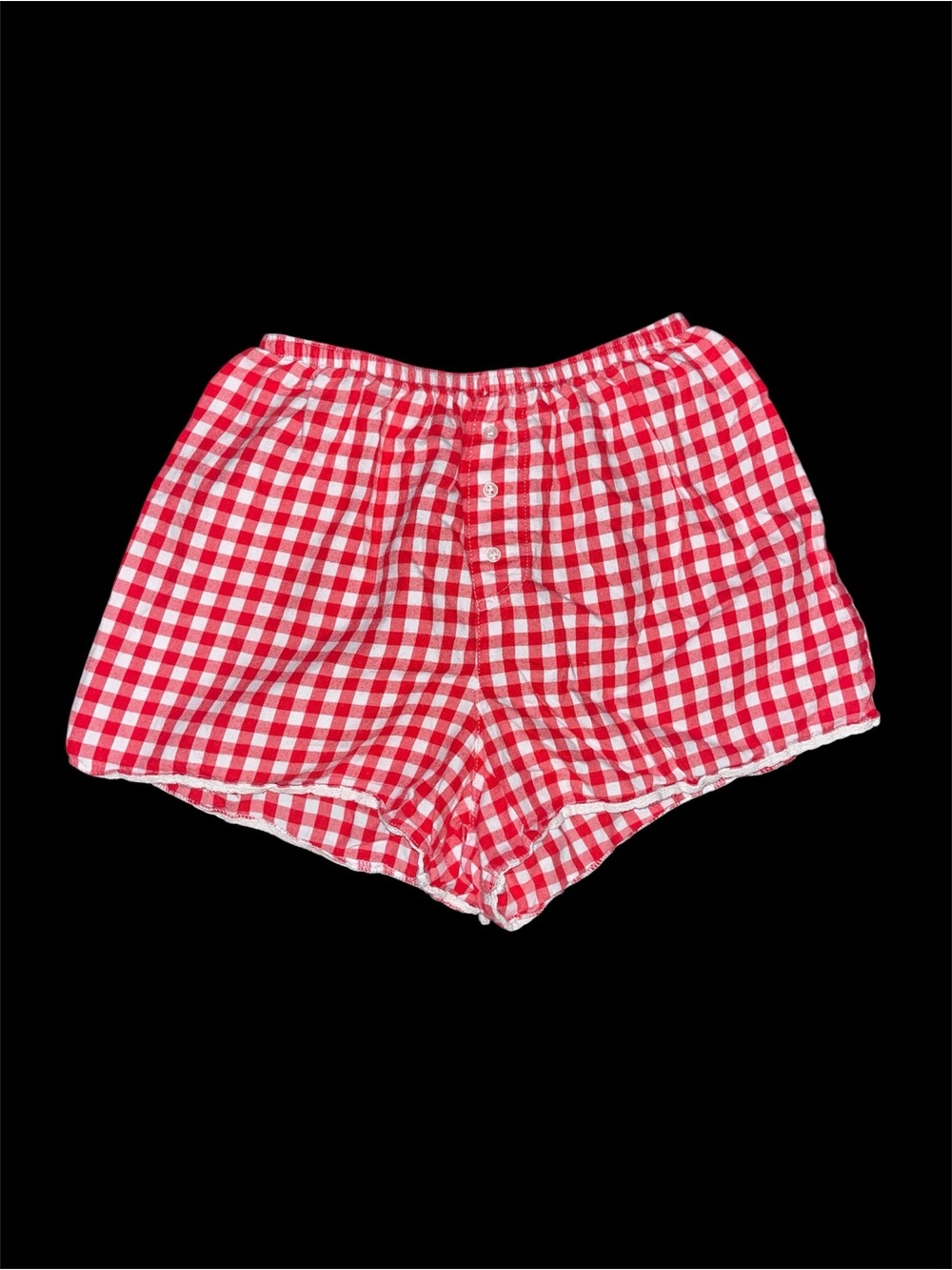 Colsie Red and White Gingham High-Waist Women’s Shorts